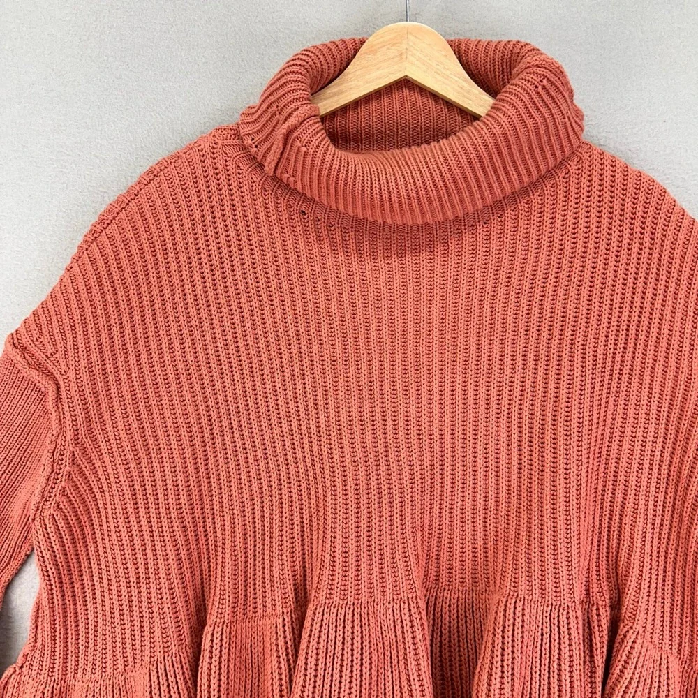 Free‎ People Sweater Womens XS-M Pink Oversized Turtleneck Peplum